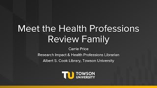 Meet the Health Professions Review Family | Research University | Systematic and Scoping Reviews