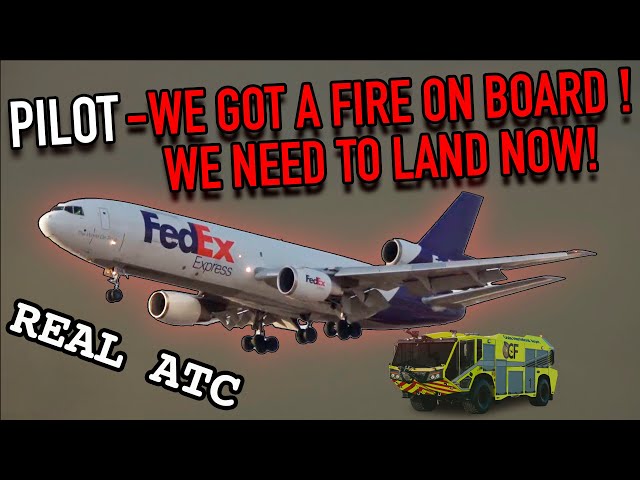 REAL ATC | Mayday mayday mayday, we have fire on board. FedeEX DC10 class=