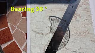 How to read a Bearing from a Topographic Map