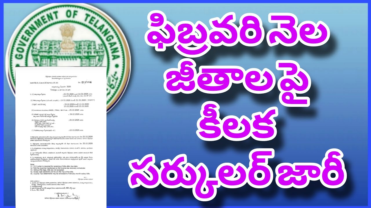 Employees February Salaries circular issued by Pay and Accounts office 