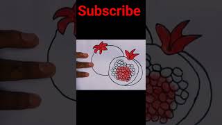 how to draw a simple pomegranate colouring drawing ||shorts