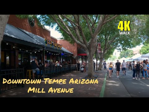 Downtown Tempe Arizona Mill Avenue Scenic 4K Walking Tour
