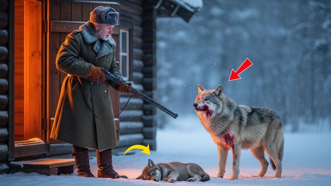 «Память вела раненую волчицу сквозь метель — к дому старика, которого она помнила»