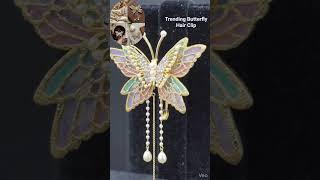 Fancy Butterfly Hair Clip with Pearls &amp; Crystals Premium Party Wear Accessory | JeevaFashions #style