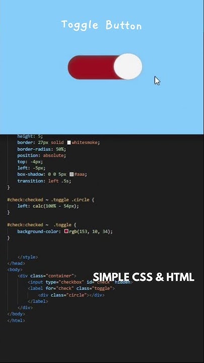 Simple toggle button html css only - YouTube