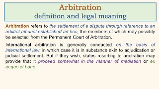 Arbitration definition and legal meaning