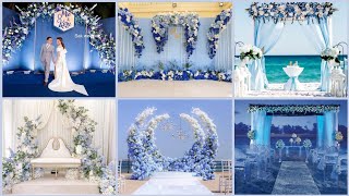 Simple and elegant blue themed wedding decor ideas / Beautiful Blue backdrop ideas for weddings