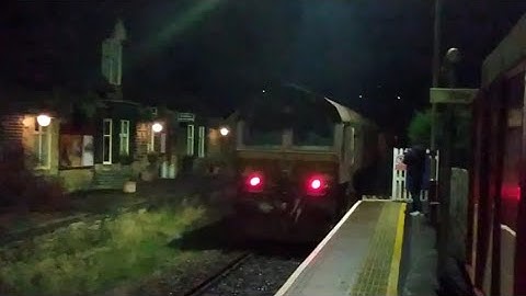 Night trains at Brockholes, including Class 66s on RHTT