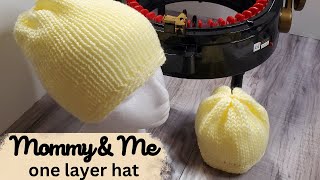 One layer knitted hat | Mommy and Me one layer hat | Circular knitting machine tutorial.