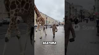 Выпуск 2. Дедушка выгуливает жирафа в центре Казани.
