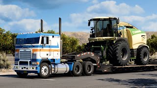 ATS 1.57 | Freightliner FLB Hauling Forage Harvester with DD60 12.7L Engine
