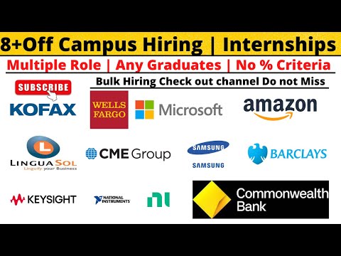 8+Off Campus Hiring | Internships | No % Criteria | Any Graduates @Online Career Portal