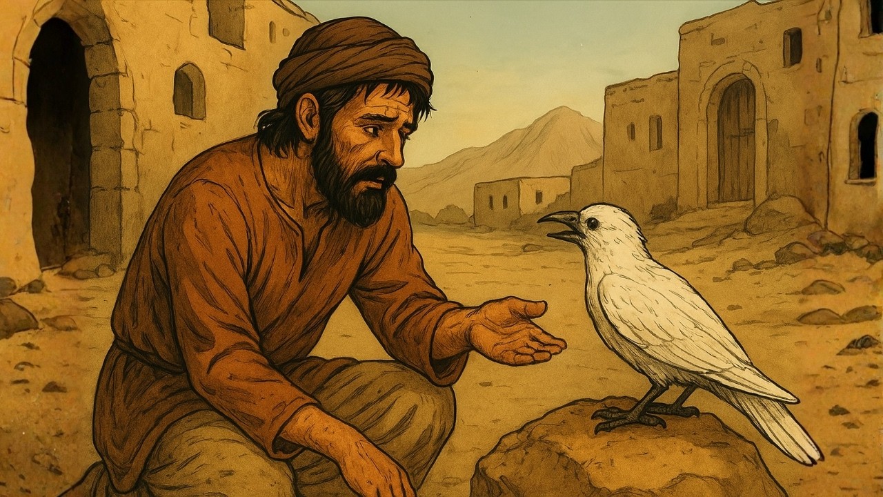 قصه الرجل الفقير الذي أنقذ الغراب الأبيض، فغيّر الغراب له حياته وأصبح أغنى رجل في القرية