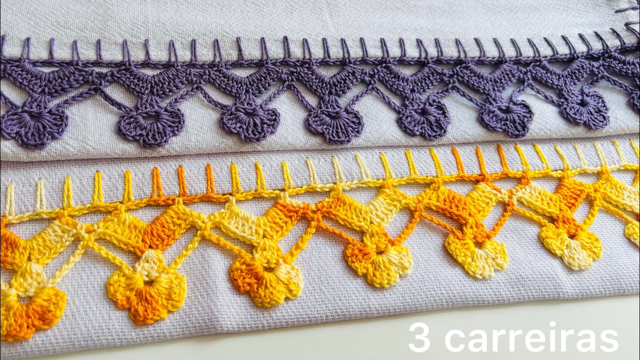 #70 Barrado fácil e rápido para Panos de prato #crochet #barradinho#croche