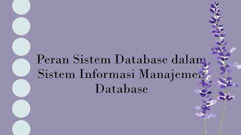 Peran Sistem Database dalam Sistem Informasi Manajemen Database