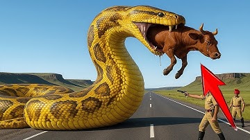 Brave Heroes Save Hyperactive Mother Cow from Giant Python’s Terrifying Attack 🐍