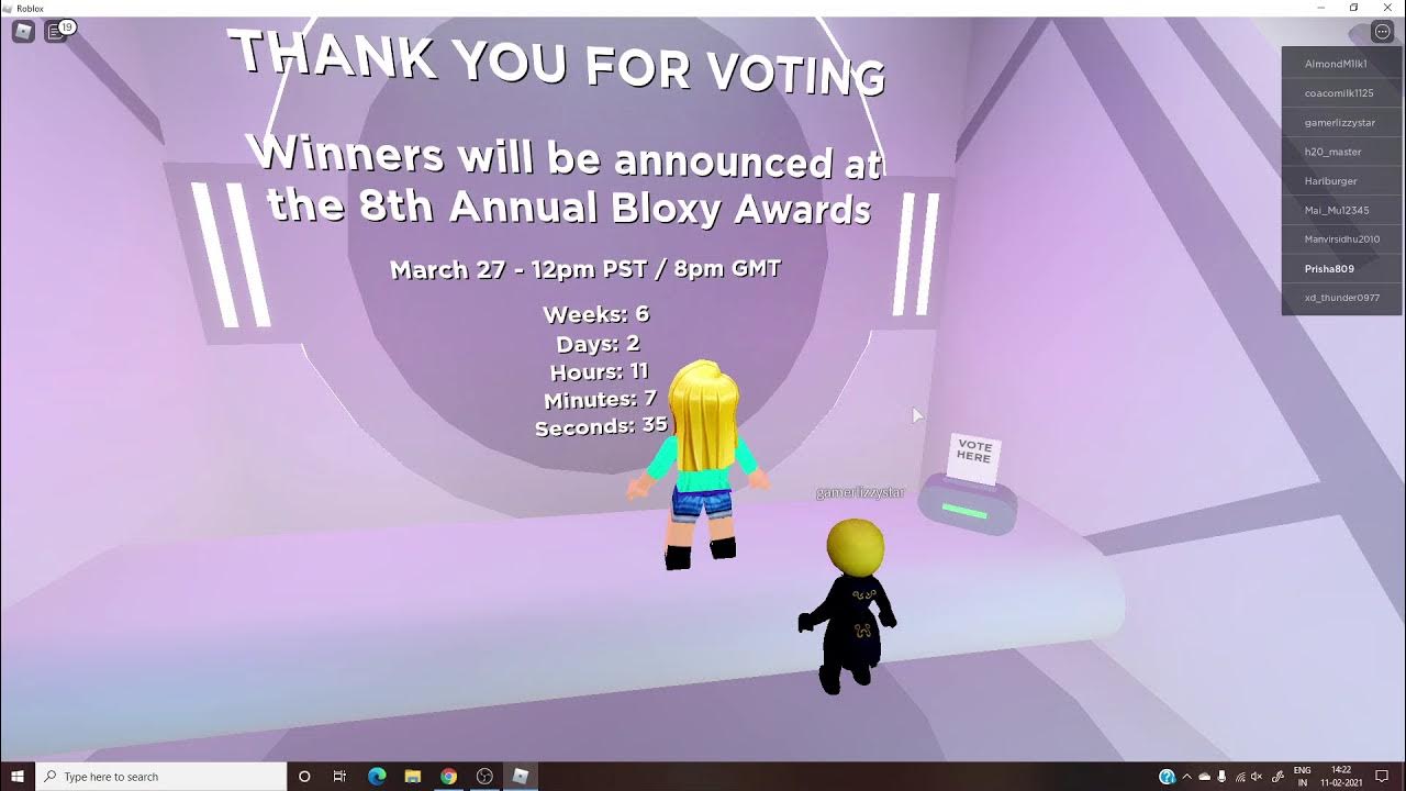 how to vote for 8th Annual Bloxy Awards YouTube