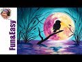 Moonlight Bird on a Branch EASY acrylic tutorial 🐦🌛Live stream | TheArtSherpa