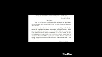 #TSPSC Group-1 #Preliminary No cut off marks