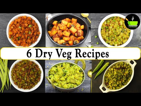 6 Sukhi Sabzi Recipes   6 Dry Indian Vegetables   Veg Fry Recipes   Poriyal Recipes   6 Sukhi Sabji