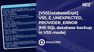 [VSSDataBaseExpt] VSS_E_UNEXPECTED_PROVIDER_ERROR (MS SQL Database Backup in VSS mode)