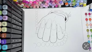 Elegant Nail Art Coloring Page | Beautiful Nails Coloring with Markers ✨