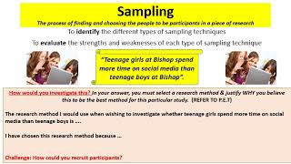 Year 9 Sociology: Sampling Part 1