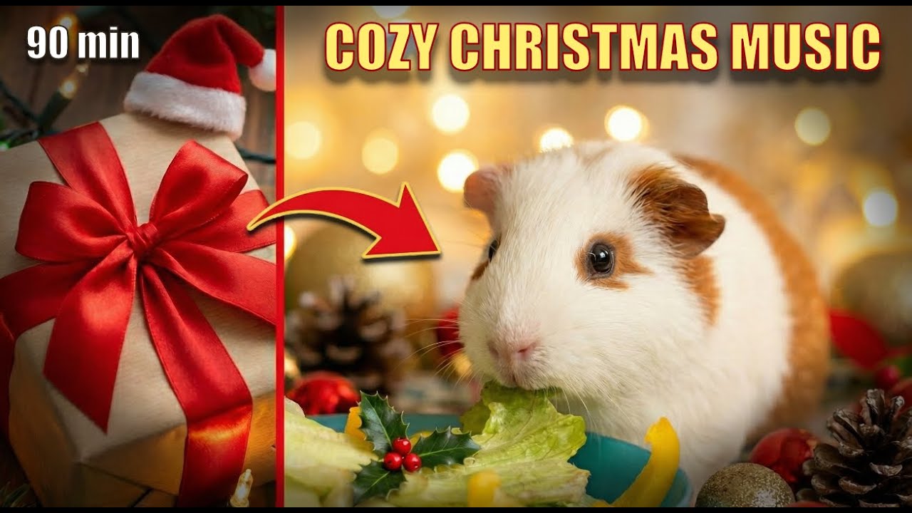 90 Min COZY CHRISTMAS MUSIC Ambience 🎵❄️ | Relaxing Festive Vibes with Cute Guinea Pigs