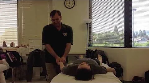 Gary Schwander demonstrates pre-event sports massage