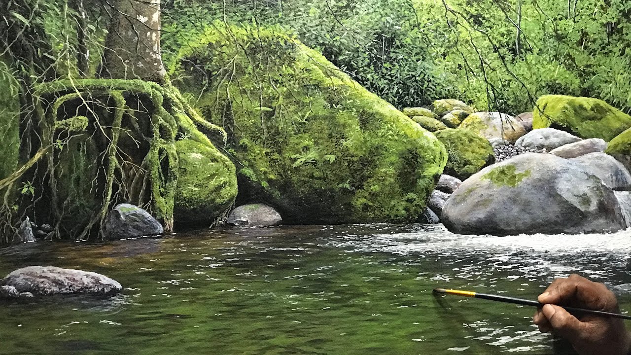 How To Use Acrylic For Rushing River | Time-lapes # 27