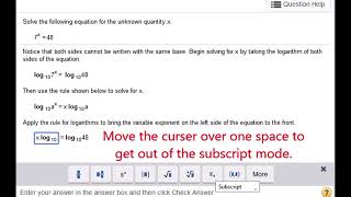 Formatting logarithms in MyMathLab