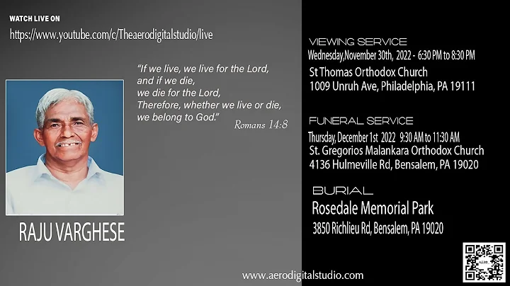 Funeral  Service | Raju Varghese (79)| Live