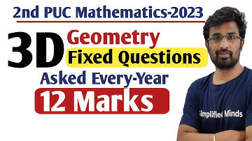3 D Geometry Important Questions asked Every Year | 2nd PU Mathematics Exam 2023