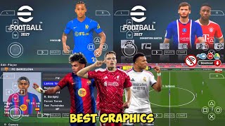 EFOOTBALL PES 2026 PPSSPP ISO NO TEXTURES & NO SAVE DATA NEW KITS 2026/27 REAL FACES & TRANSFER