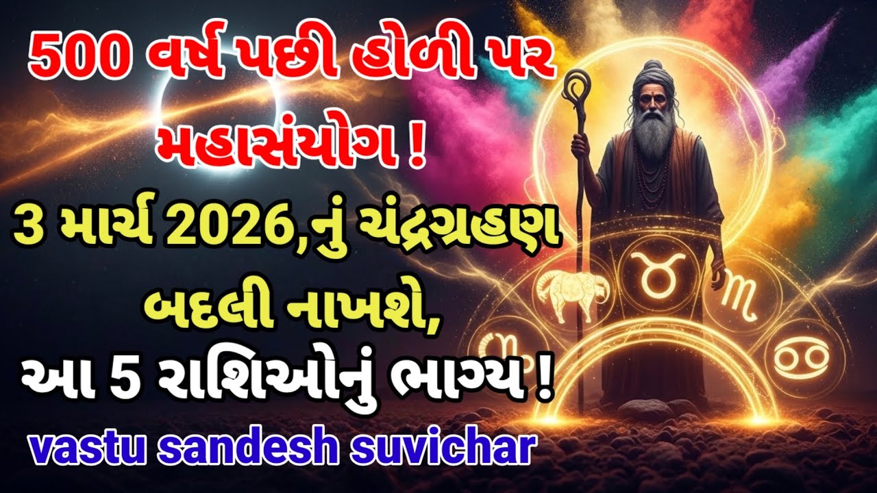 500 વર્ષ પછી હોળી પર મહાસંયોગ ! 3 માર્ચ 2026નું ચંદ્રગ્રહણ બદલી નાખશે,આ 5 રાશિઓનું નસીબ!