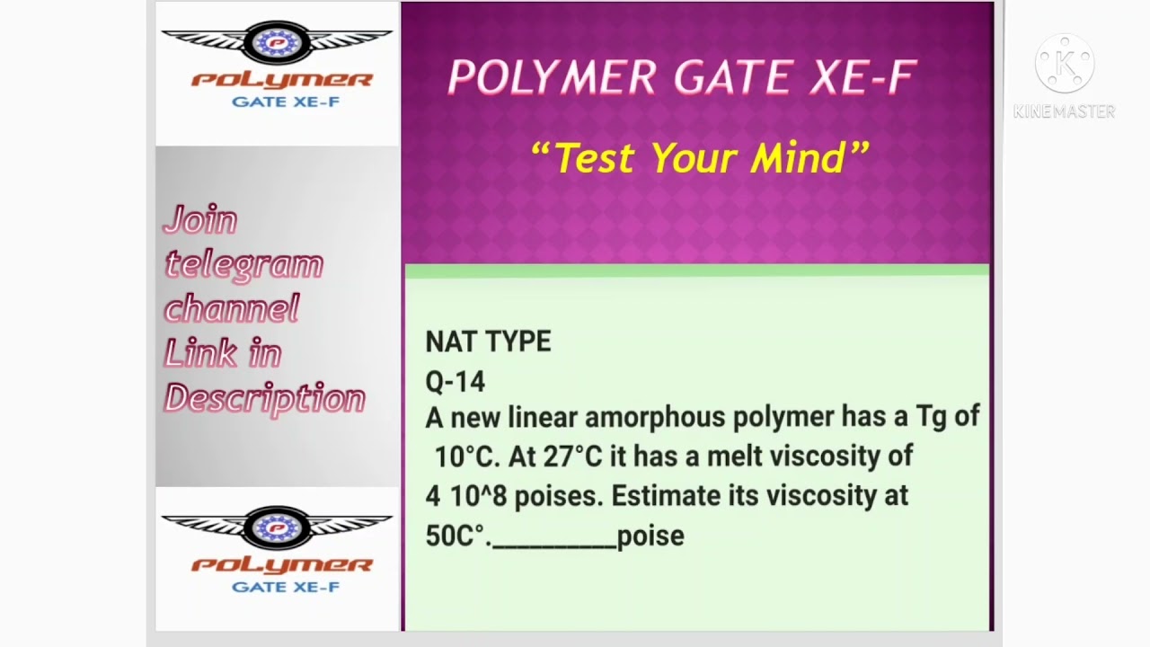 ||||Quiz-14||||(GATE XE-F Polymer science And Engineering) |||Practice Question|||