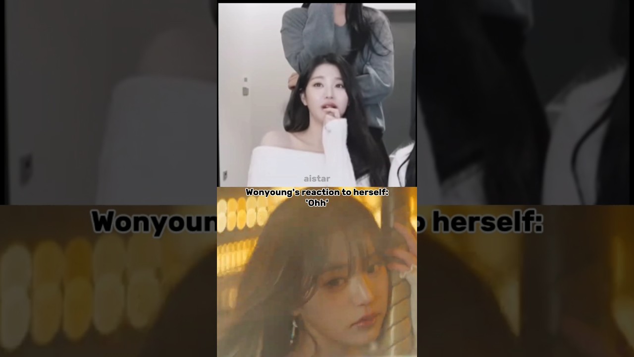 Wonyoung's reaction to herself😂❤