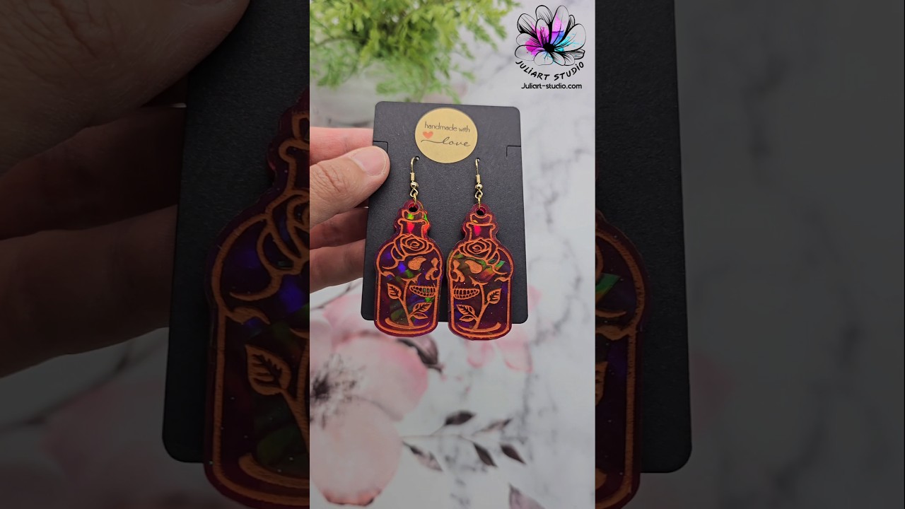 Making Holographic Skull Rose Earrings 