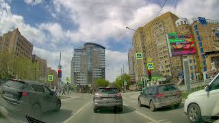 Движение на автомобиле по улицам города Тюмени до ДК Нефтяник, ТРЦ Гудвин и на Киевскую