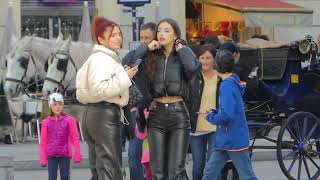 Ladys in leather pants, coat or boots in public