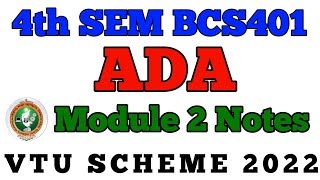 💥4TH SEM ADA MODULE 2 NOTES || 2025-26 #vtu #viral #ada