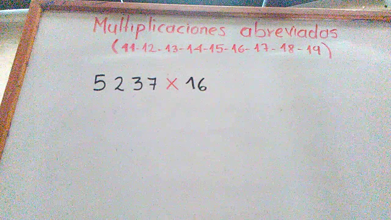 Multiplicación abreviada por 11, 12, 13... 19 para niños de primaria
