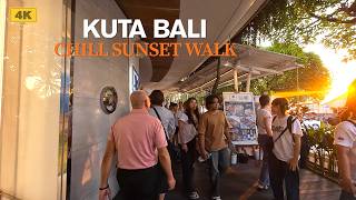 Jalan Santai di Hari Senin di KUTA BALI | Beachwalk Mall Kuta & Tur Jalan Kaki Matahari Terbenam di Pantai Kuta 4K