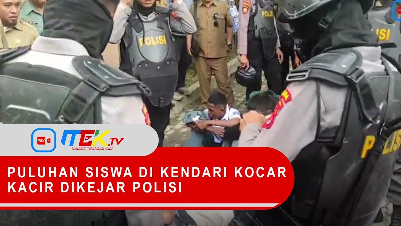 Puluhan Siswa di Kendari Kocar Kacir Dikejar Polisi