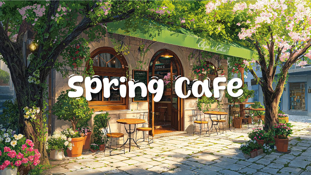 Spring Cafe Outside Aromatic Spring Cafe 🌸 Relaxing Music - Lofi Beats for Study & Focus 🍃 ...