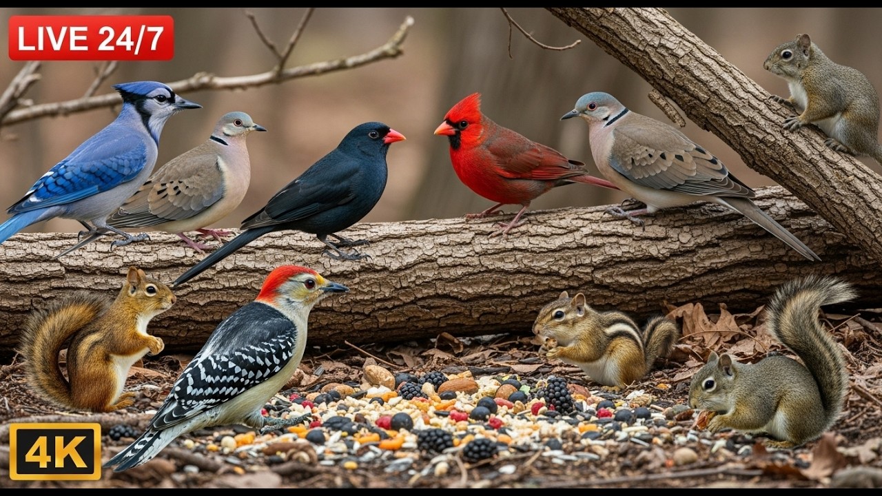 🔴 24/7 LIVE: Cat TV for Cats to Watch 😺 Sweet Birds and Squirrels 4K Cat Games