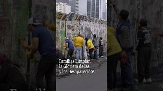 Families and Collectives Clean the Glorieta de las y los Desaparecidos on Reforma, Mexico City