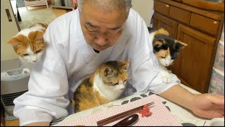 コーンスープがちゃんと混ざってるか心配住職。