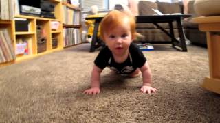 Julia crawls across the living room (Thur 9/27/12)