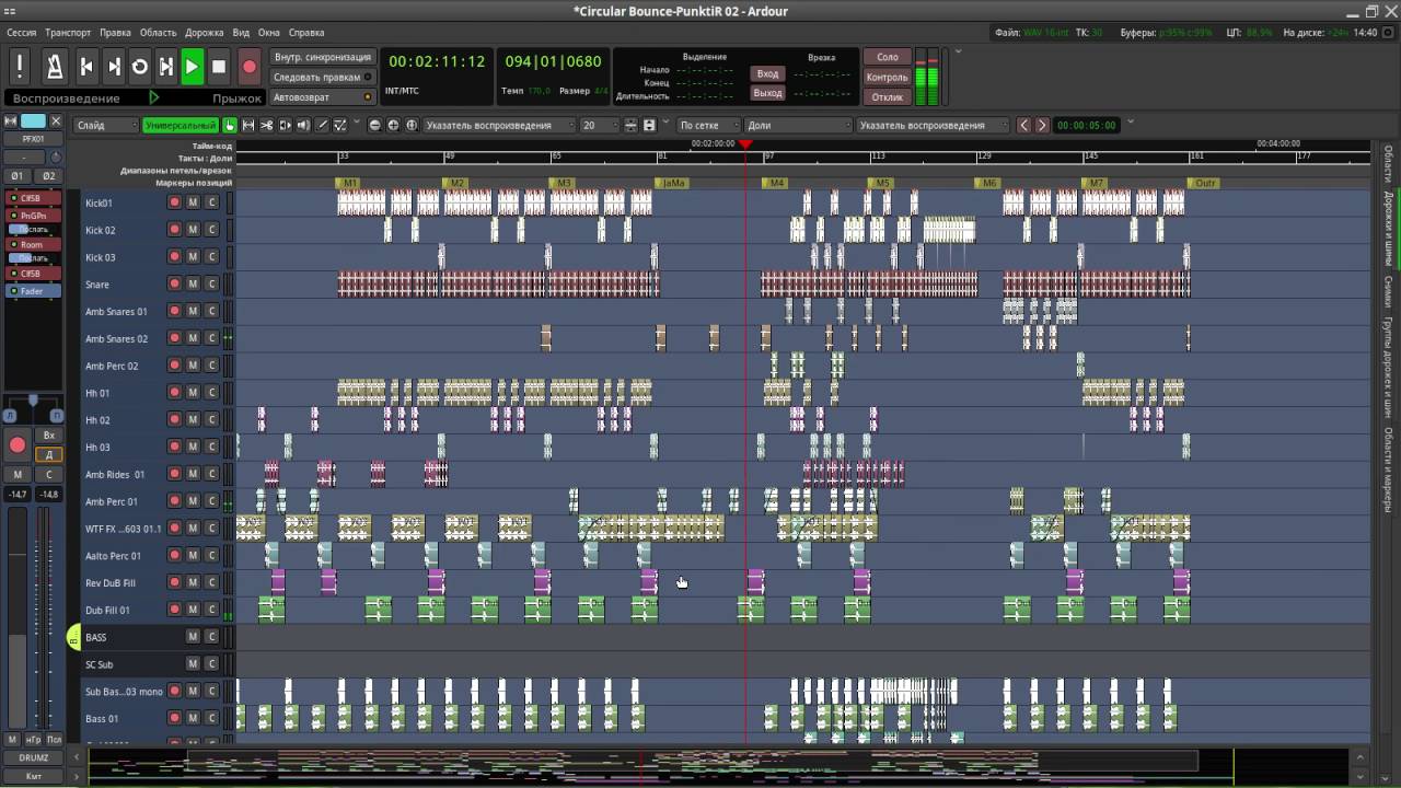 Ardour: Circular Bounce-Punktir [ dark_side DnB]